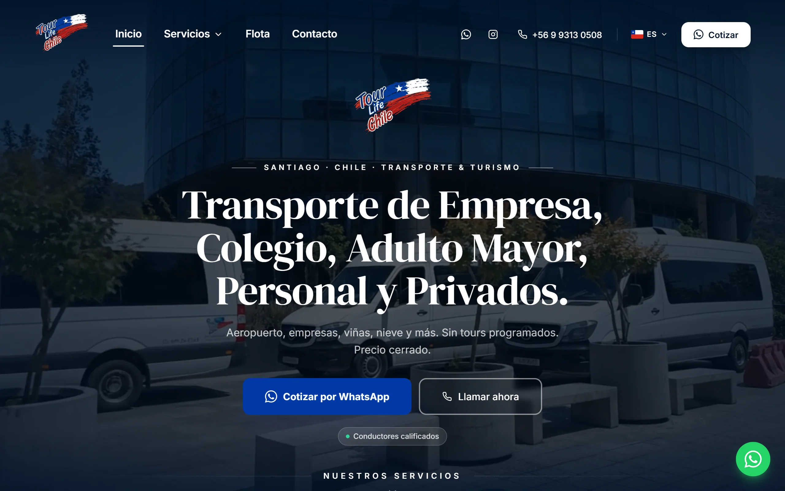 Sitio web de TourLife Chile desarrollado por Sova