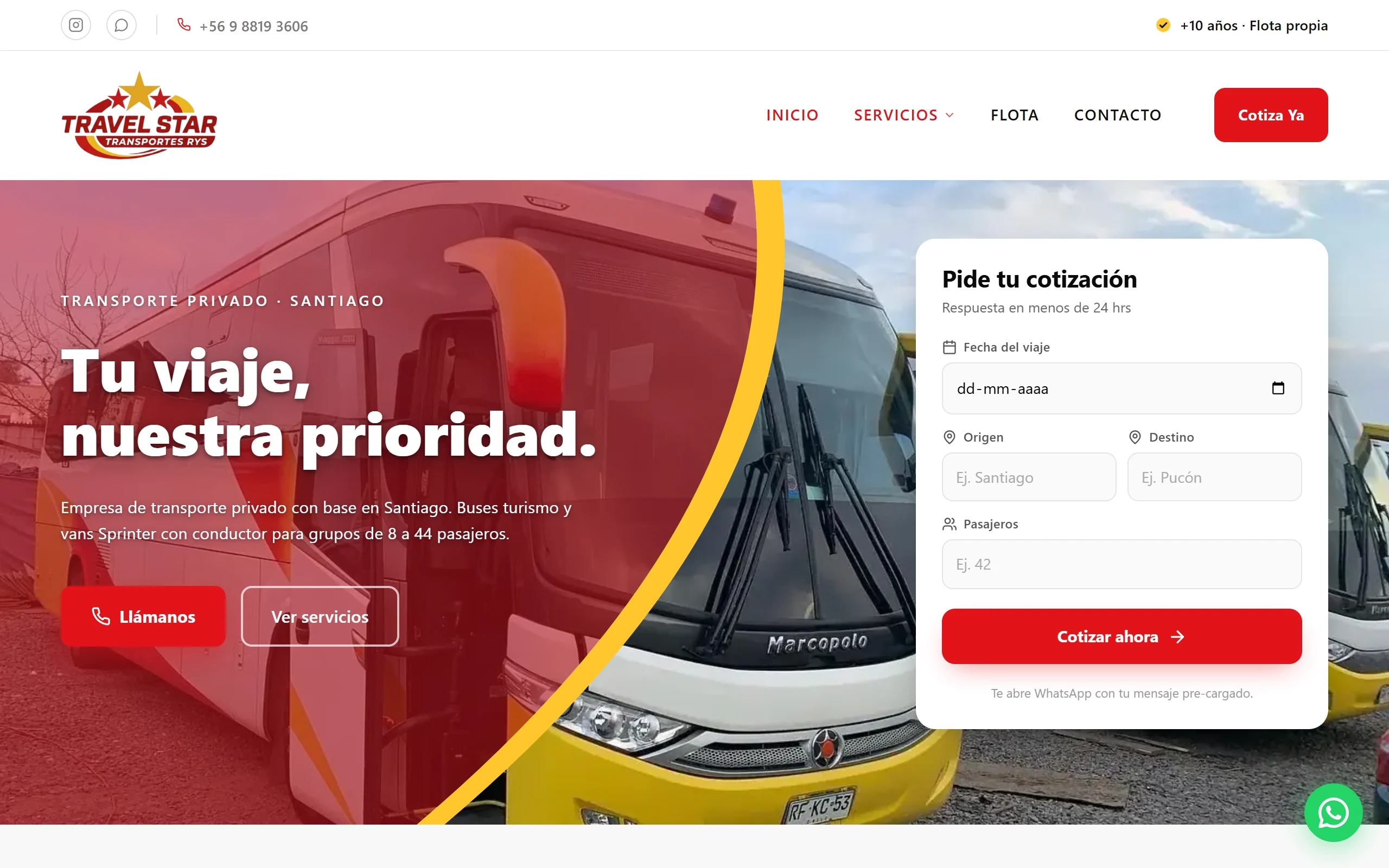 Sitio web de TravelStar desarrollado por Sova
